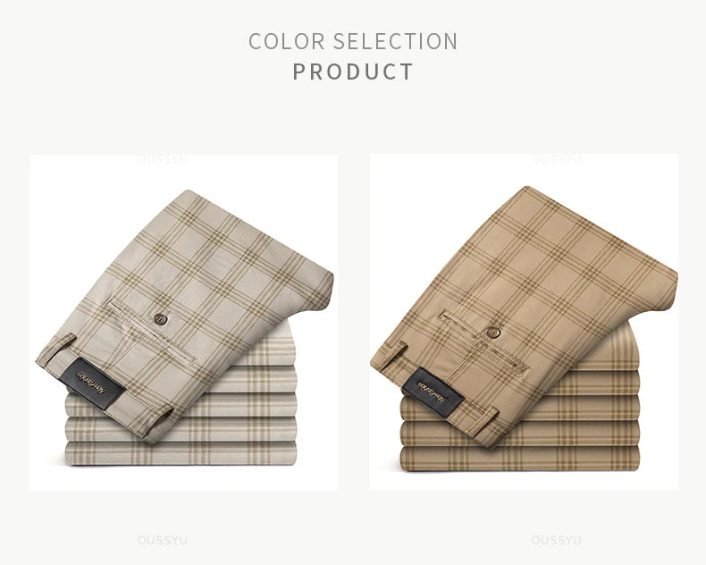 Men's Classic Stripe & Plaid Business Trousers with Elegance & Style