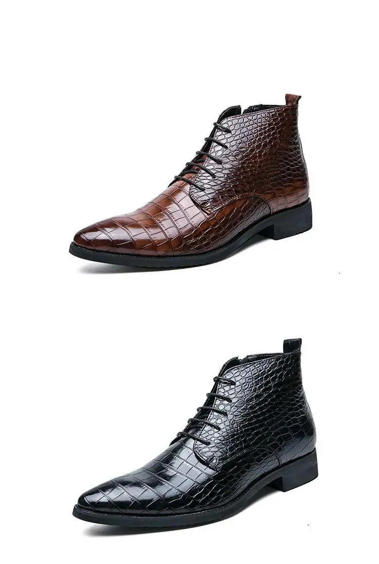 Exquisite Men's Classic Leather Ankle Boots - Fashionable and Elegant