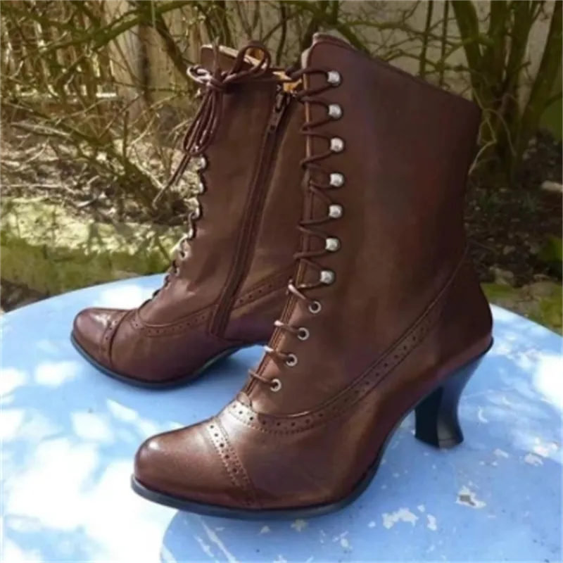 2023 Winter Victorian Vogue High Heel Elegant & Fashionable Lace-Up Boots