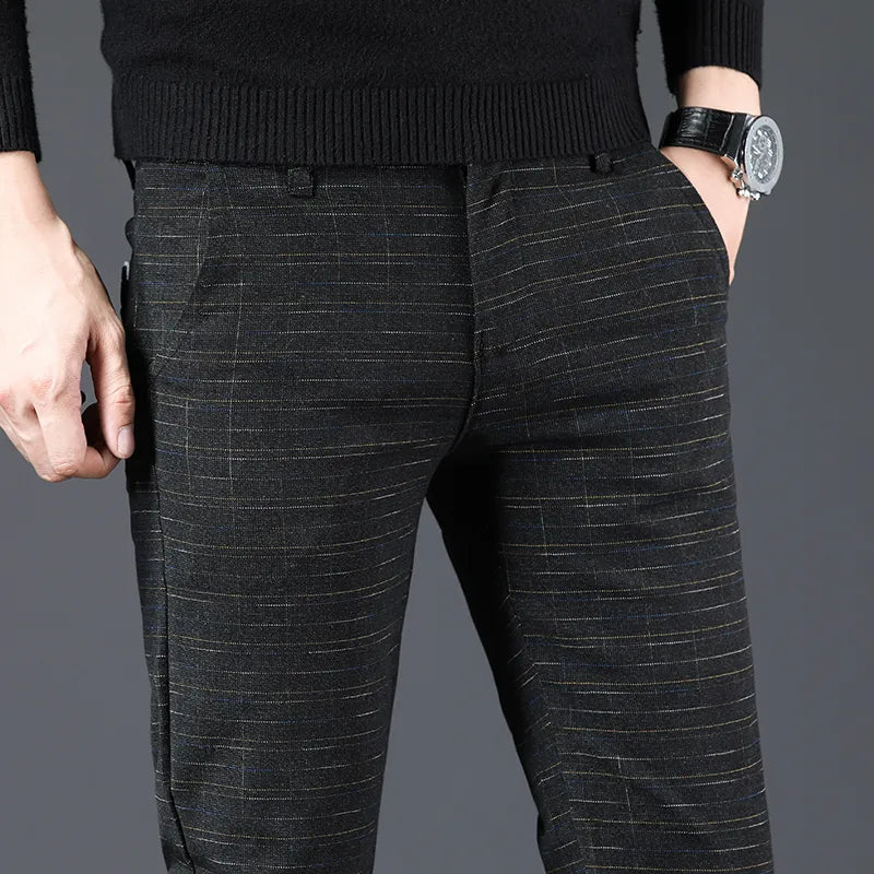 Business Plaid: Slim-Fit Brushed Trouser Business Plaid
