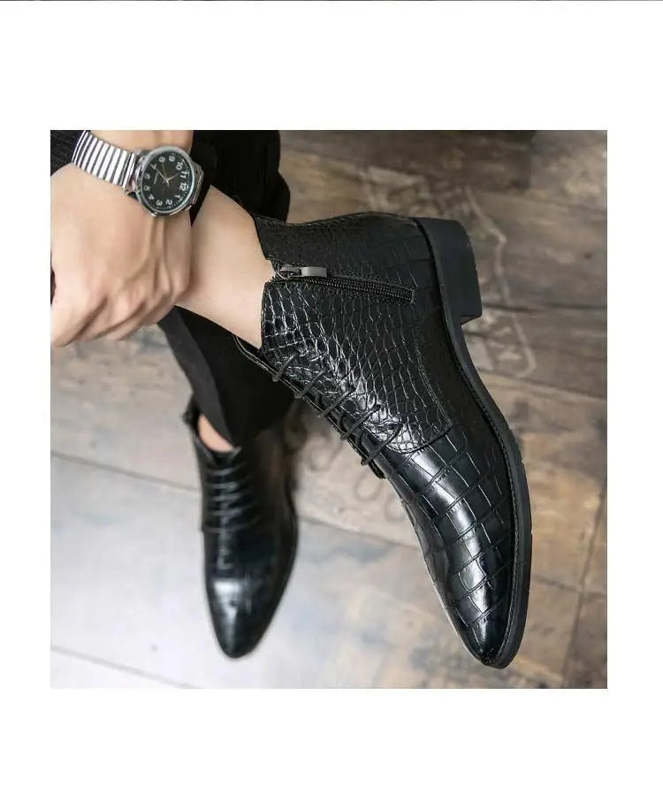 Exquisite Men's Classic Leather Ankle Boots - Fashionable and Elegant