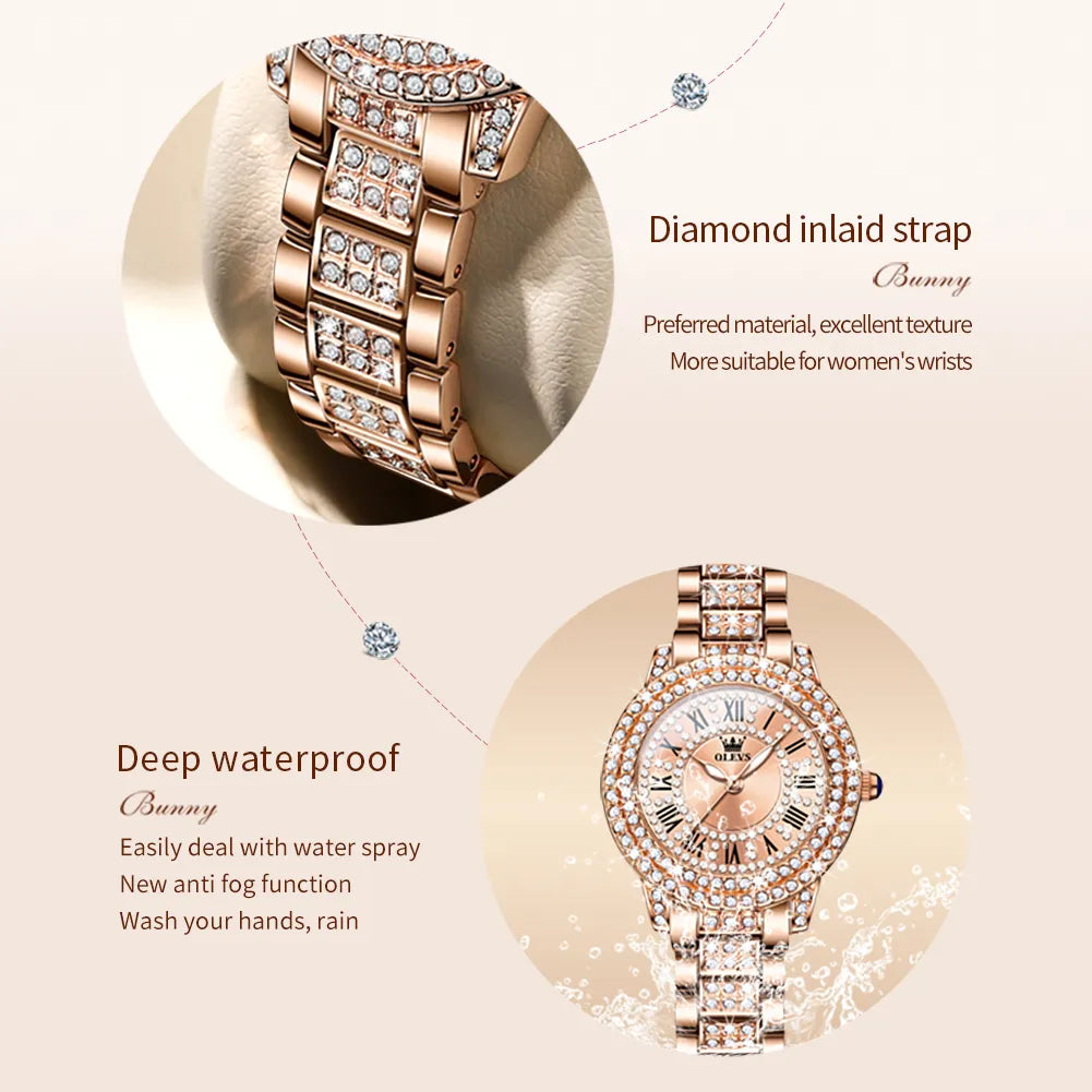 Dazzling Diamond Elegance: Ladies' Quartz Timepiece