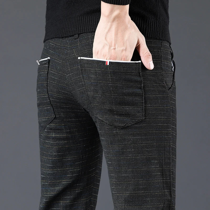 Business Plaid: Slim-Fit Brushed Trouser Business Plaid