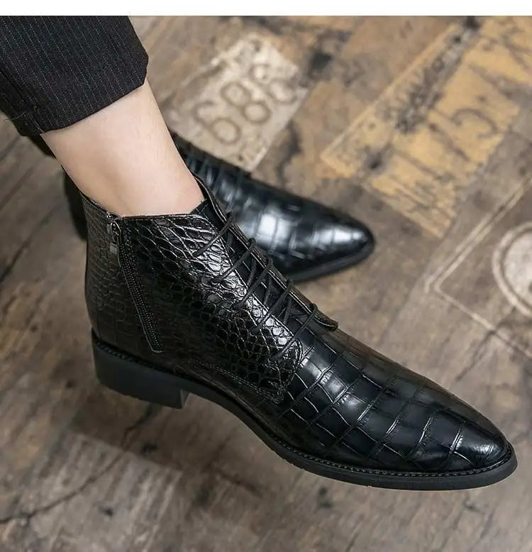 Exquisite Men's Classic Leather Ankle Boots - Fashionable and Elegant