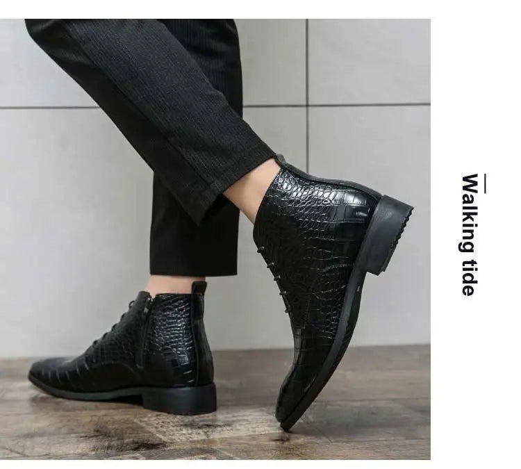 Exquisite Men's Classic Leather Ankle Boots - Fashionable and Elegant